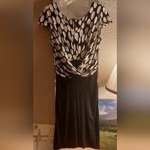 Lily Black and White Polka-Print Twist-Waist Midi Dress